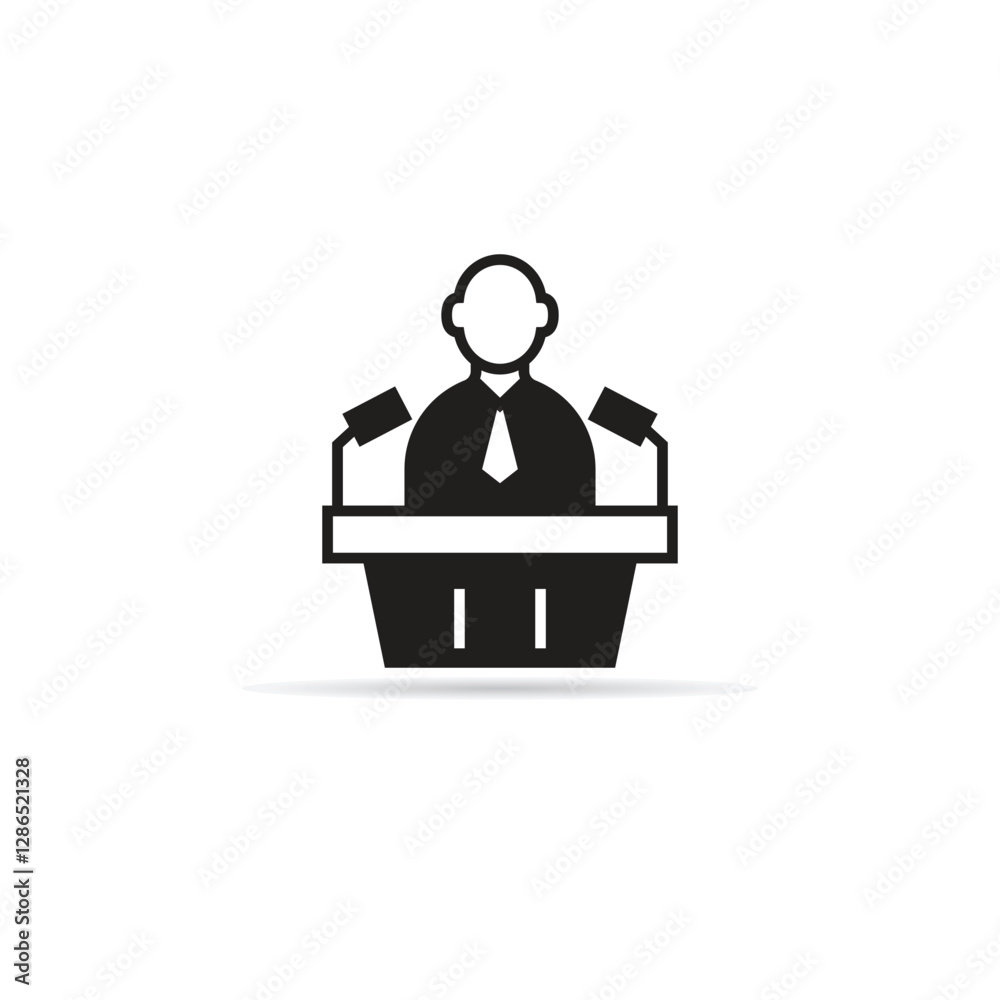 speaker on podium icon with shadow on white background speaker on podium icon with shadow on white background