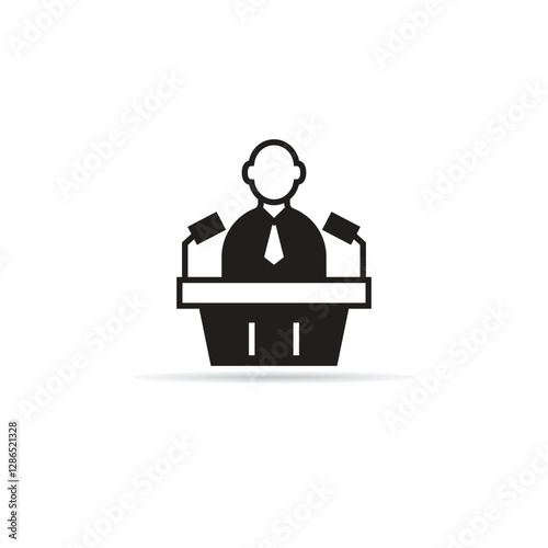 speaker on podium icon with shadow on white background