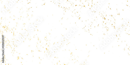 Luxury golden confetti glitter and zigzag ribbon falling down on transparent background. Holyday, festive and celebration background. Vector illustration.