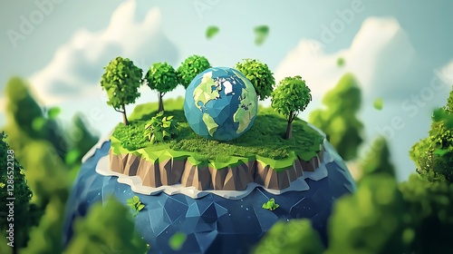 World environment and Earth Day concept with globe, nature, and eco-friendly environment. AI generated.