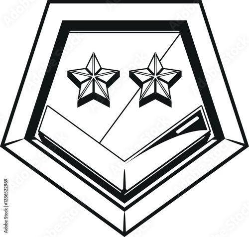 Black-and-white military insignia badge vector illustration