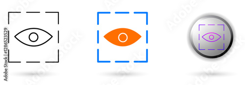 A modern eye scan icon collection with a minimalist and futuristic concept. Ideal for technology websites, cybersecurity applications, IT branding and cybersecurity projects.
