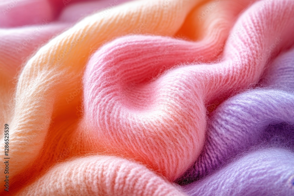 Soft Pastel Wool Fabric Textiles in Warm Tones of Orange and Purple