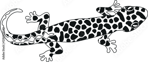 Exotic lizard black-and-white vector illustration