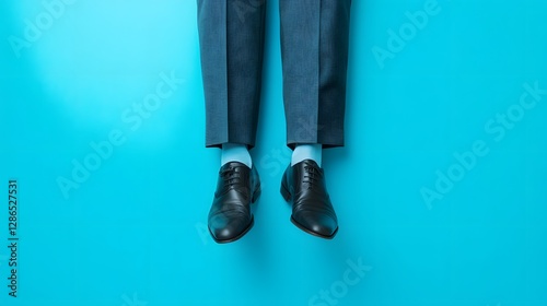 Surreal Corporate Perspective:Upended Businessman's Legs Symbolizing Confusion and Unpredictability