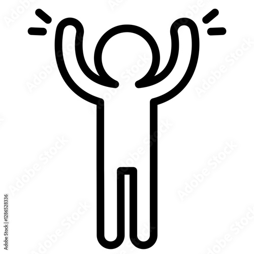 Hands Raised Icon with Outline