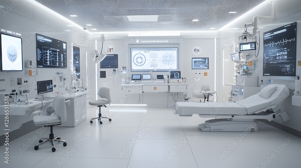 custom made wallpaper toronto digitalState of the art AI driven medical research laboratory featuring holographic health diagnostics real time disease analysis and robotic assisted surgical procedures