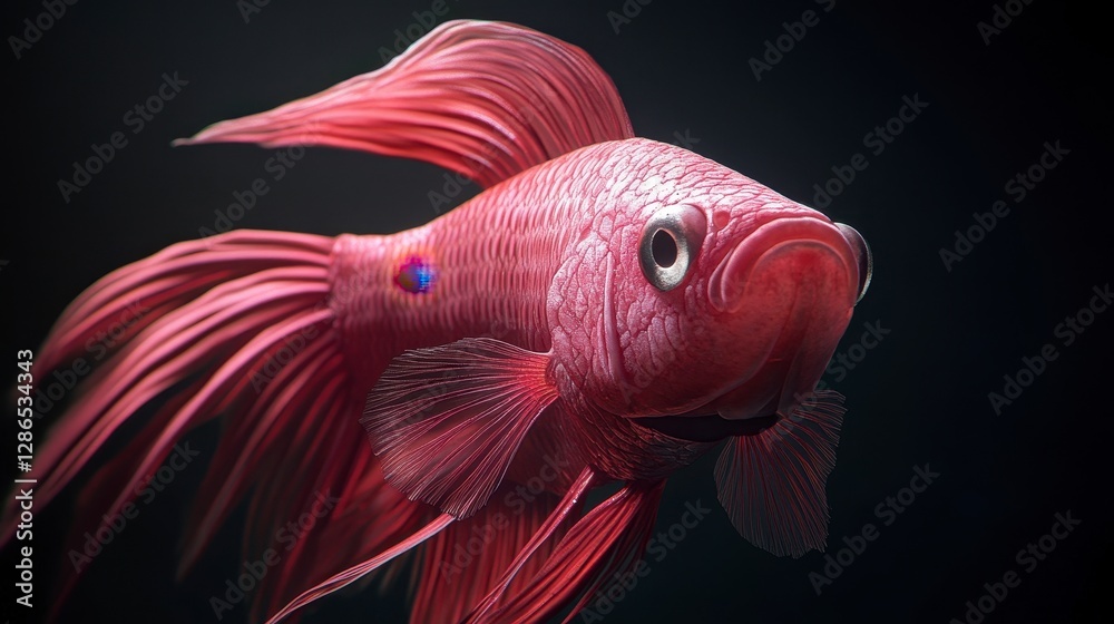 Fototapeta premium Stunning Red Betta Fish Close up Aquatic Life Macro Photography