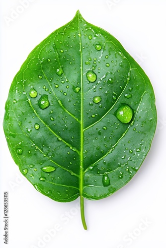 Fresh Green Leaf With Water Droplets