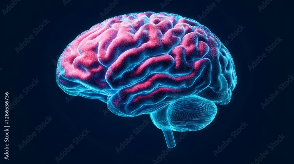 Cybernetic Brain Concept with Glowing Synapses Cybernetic Brain Concept with Glowing Synapses