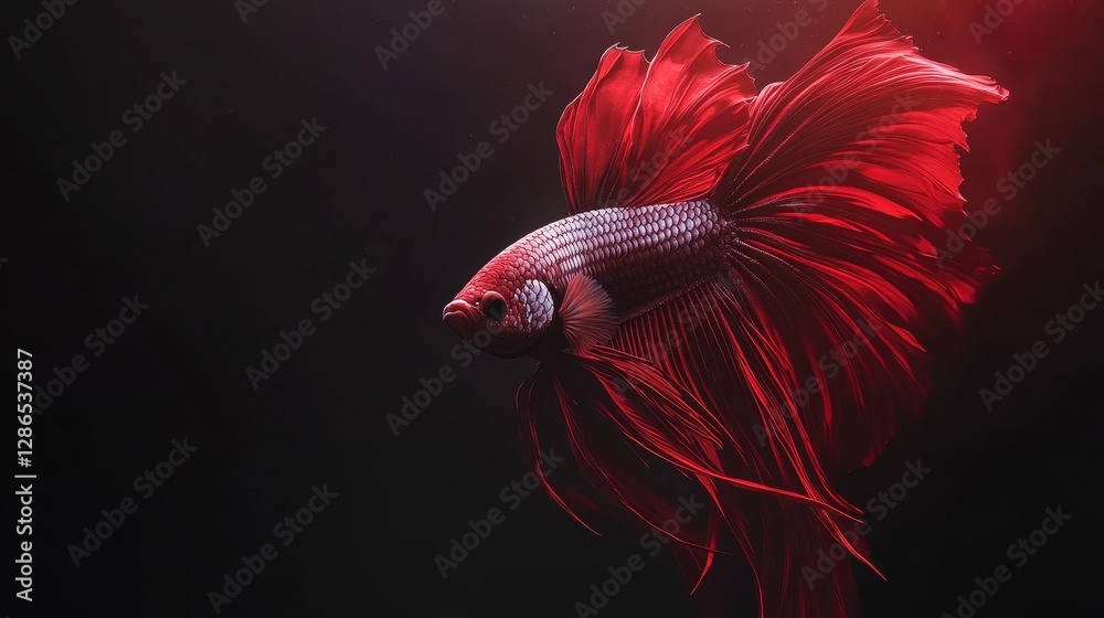 Obraz premium Majestic Red Betta Fish Aquatic Life Underwater Photography