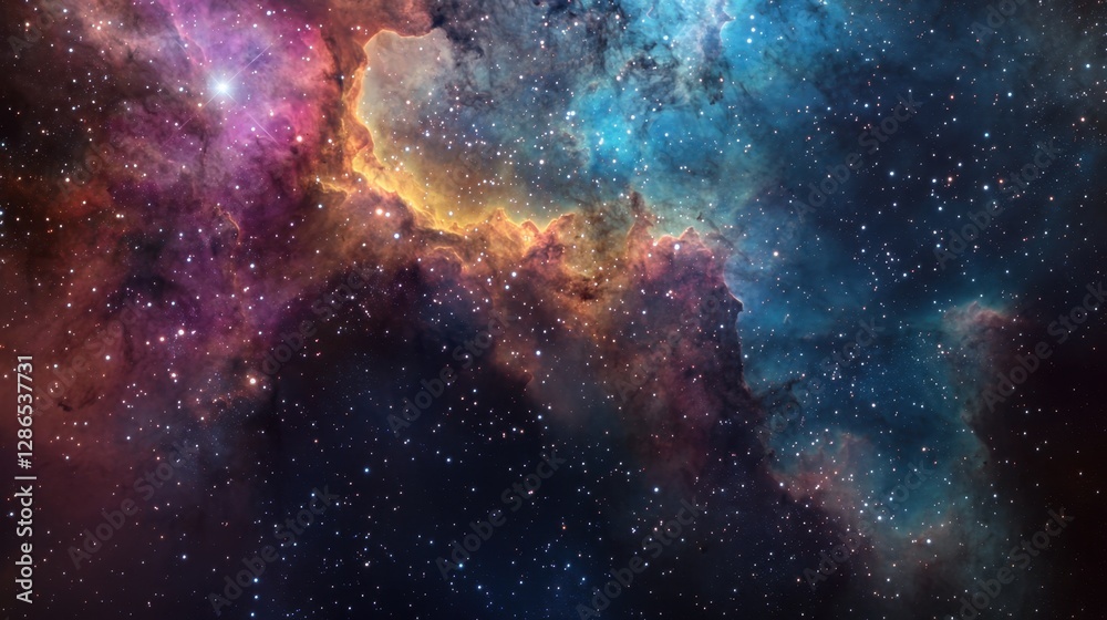 A futuristic deep-space observatory studies the intricate details of a nebula's vibrant core