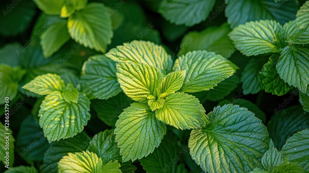 A close-up of vibrant green leaves soaking up the golden rays of the summer sun A close-up of vibrant green leaves soaking up the golden rays of the summer sun
