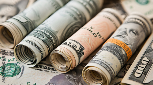 Close up counterfeit american dollars. Concept fake money