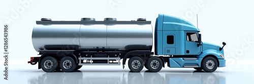 A blue water delivery truck with a metallic tanker, perfect for showcasing logistics and transportation in water supply services.