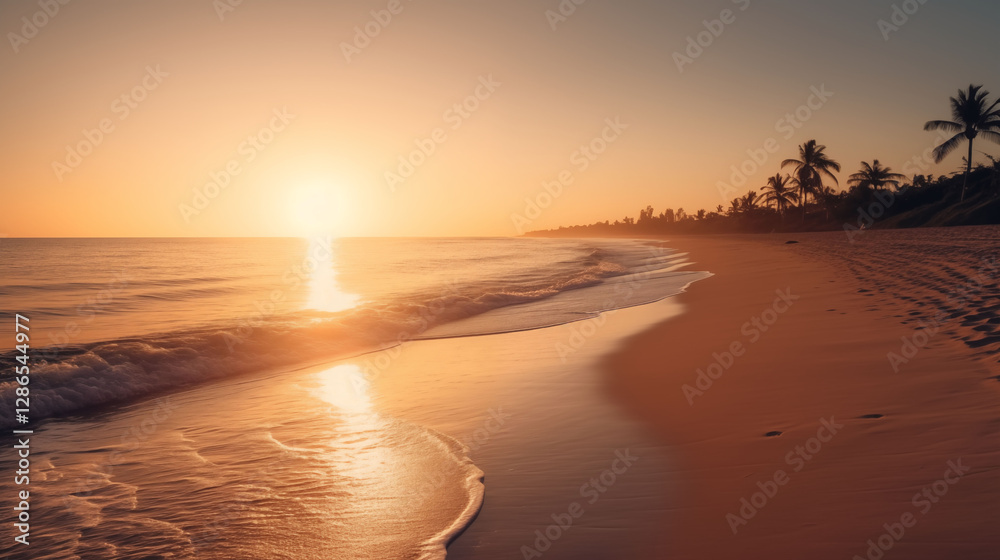 Fototapeta premium Majestic sunset over an empty coastline