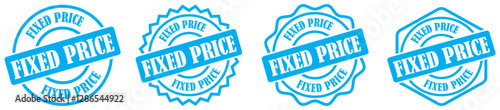 Fixed price tag icons set on white background. Fixed price label design for marketing use. Business stamp showing fixed price tag. Fixed price sign template in flat style. Freeze price sign set