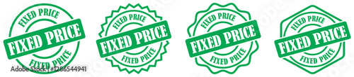 Fixed price rubber stamp collection set on white background. Fixed price sticker design for labels. badge design for fixed price promotion. Business stamp showing fixed price tag. Vector illustration 