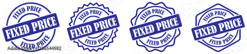 Fixed price circular badge collection set on white background. Fixed price symbol in badge shape. Vector fixed price emblem for shop use. Fixed price icon for business offers. Vector illustration