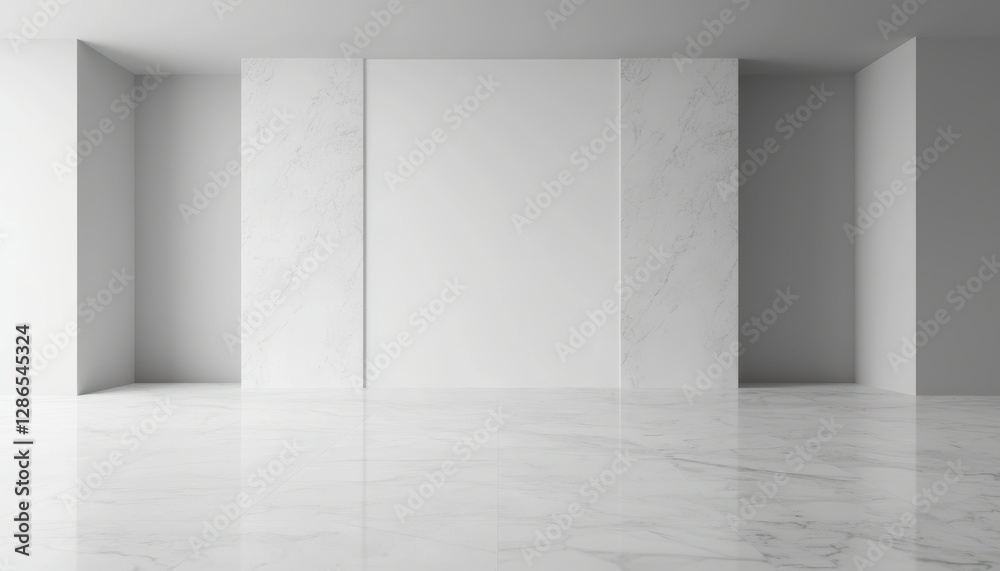 Fototapeta premium White marble floor with subtle texture and soft lighting, creating a sophisticated and neutral backdrop for branding or product placement