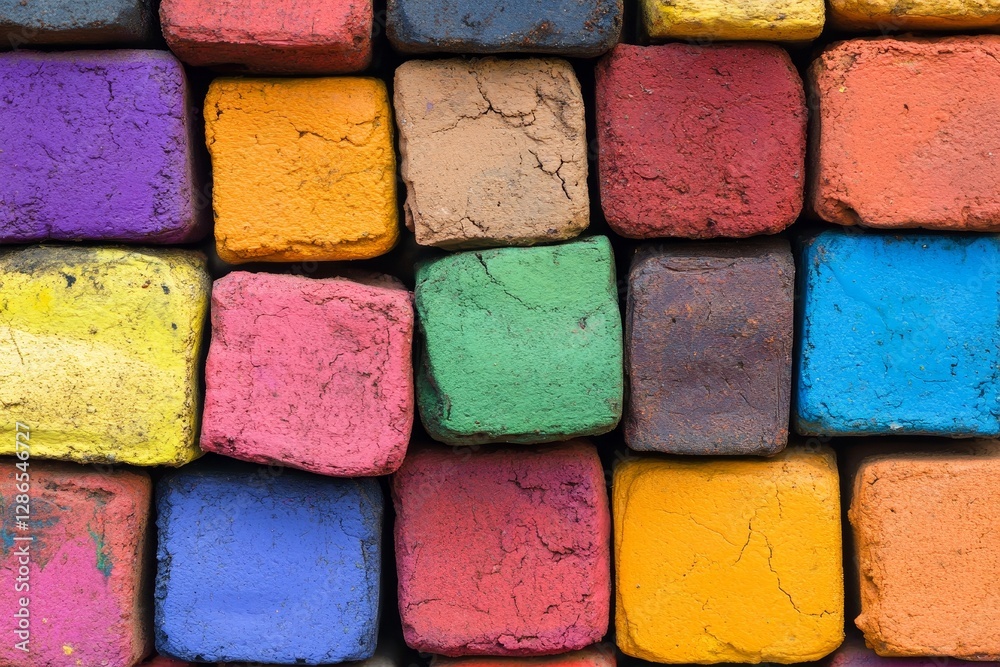 Fototapeta premium Vibrant and Colorful Blocks of Chalk in Various Shades and Textures