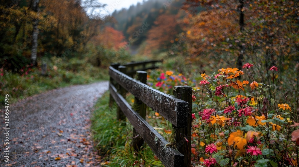 Autumn Path Through Colorful Woodland Autumn Path Through Colorful Woodland