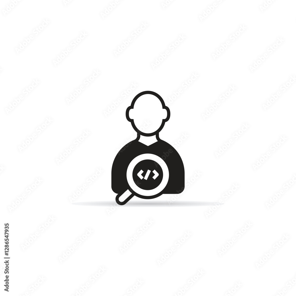 coder and developer icon with shadow on white background coder and developer icon with shadow on white background