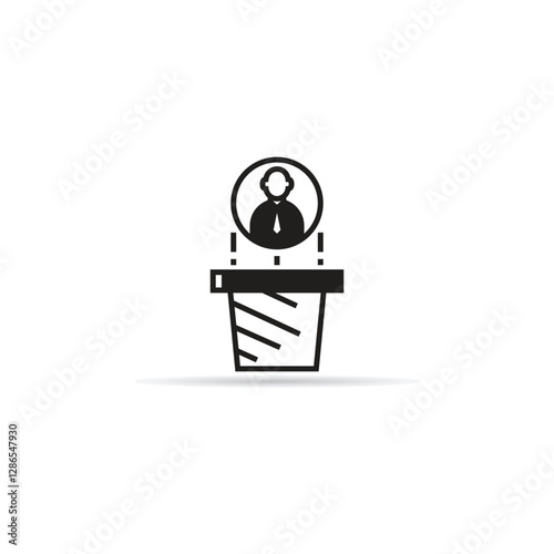 manpower on bucket icon with shadow on white background