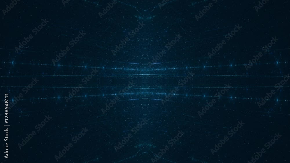 leuchtende Lichtpunkte bewegen sich langsam Richtung Zentrum, digitaler Datentransfer, Algorithmus, Internet, Energie, Datenfluss, Geschwindigkeit, Wandel, Austausch, braun, orange