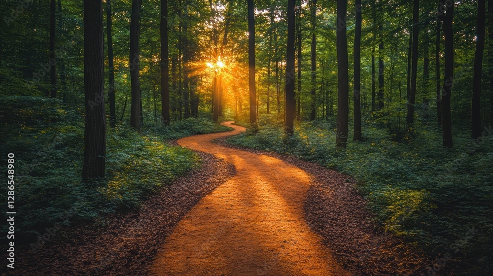 Fototapeta premium Forest Path Sunlight Sunset