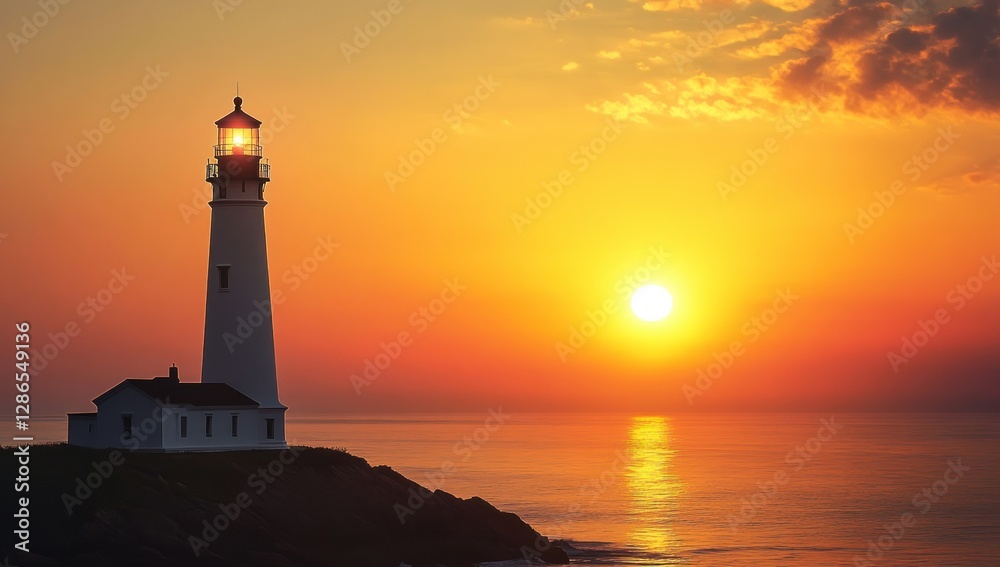 Lighthouse Sunset: A Beacon of Hope at Golden Hour Lighthouse Sunset: A Beacon of Hope at Golden Hour