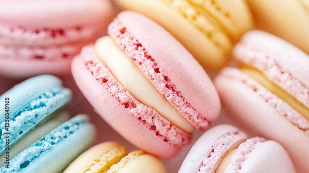 Obraz premium Pastel-colored French macarons close up