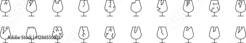 Broken Glass Modern Outline Style Icons for Design, Cards, Apps, Social Networks