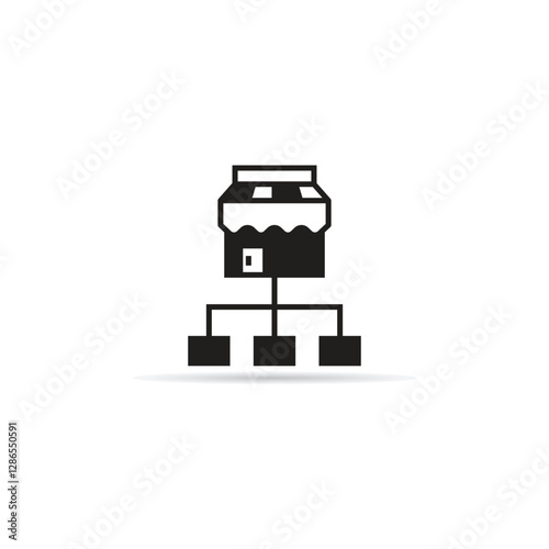 franchising shop diagram icon with shadow on white background