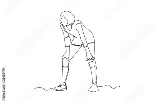 A minimalist line drawing of a tired athlete resting after a workout, showcasing fatigue