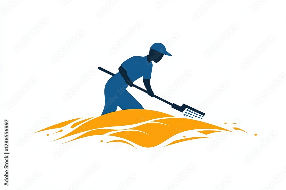 Fototapeta premium Cleaning company logo with modern professional aesthetic, sleek typography, minimalist iconography, clean design, fresh color palette, representing reliability and efficiency.