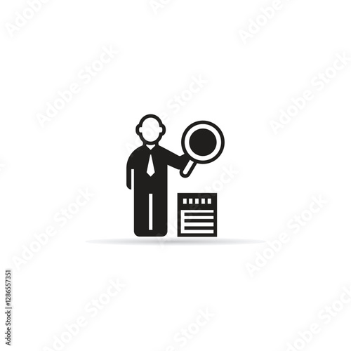 recruiter holding magnifier icon with shadow on white background