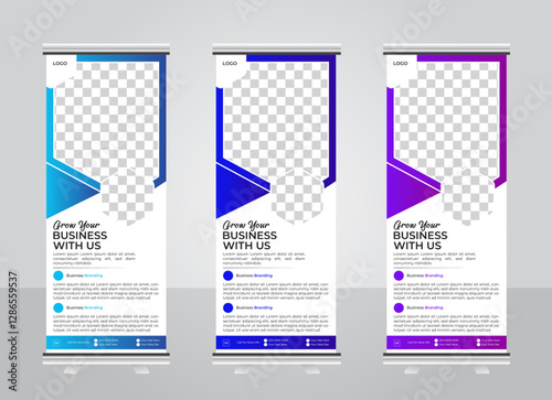 Professional Corporate Rollup Banner Design for Business. With Three Colors