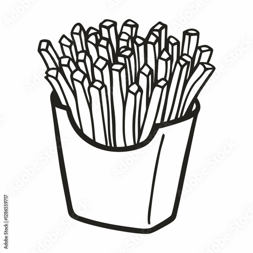 Hand Drawn Vector Illustration of French Fries in a Box