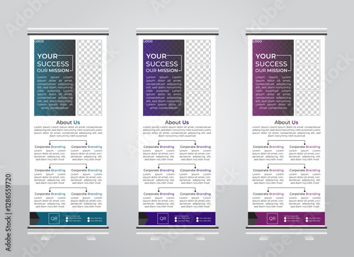Professional Corporate Rollup Banner Design for Business. With Three Colors