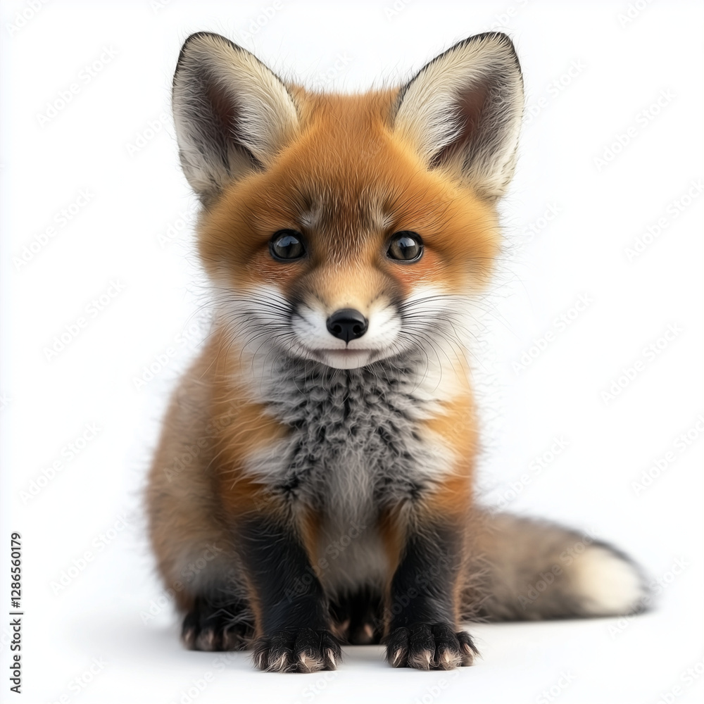 Obraz premium Baby Fox Isolated on White Background