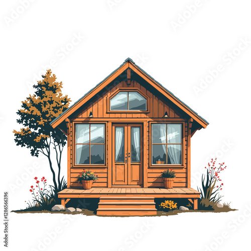 Vsai cozy wooden cabin nestled in nature invites relaxation and tranquility