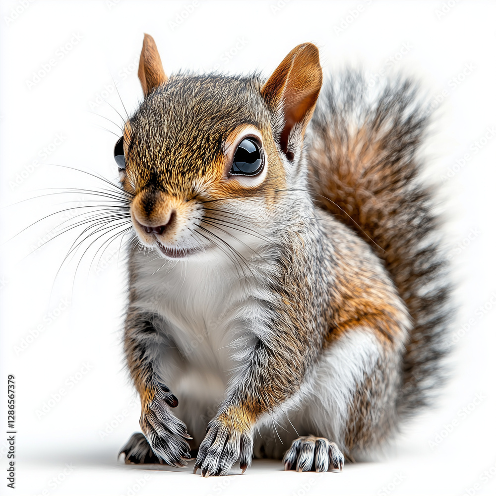 Obraz premium Baby Squirrel Isolated on White Background