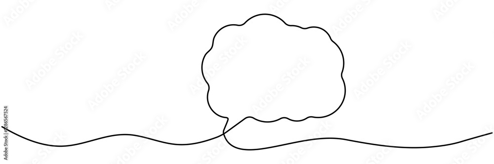Speech bubble continuous line drawing. Chat linear symbol. Dialogue sign. Vector illustration isolated on white. Speech bubble continuous line drawing. Chat linear symbol. Dialogue sign. Vector illustration isolated on white.