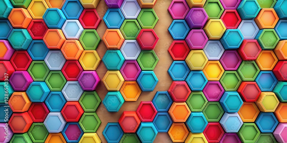 Vibrant and colorful wallpaper featuring a stylized pattern of hexagons in different shapes and sizes, colorful, abstract, design, vibrant Vibrant and colorful wallpaper featuring a stylized pattern of hexagons in different shapes and sizes, colorful, abstract, design, vibrant