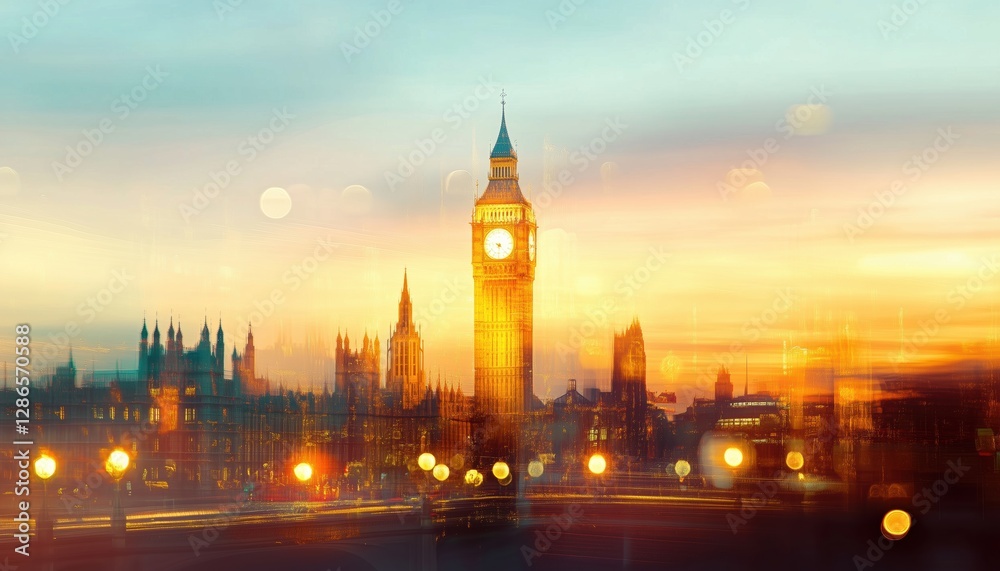 Telephoto Shot Of Big Ben In London, Capturing Its Majestic Architecture And Grandeur From A Distance With Perfect Clarity. Telephoto Shot Of Big Ben In London, Capturing Its Majestic Architecture And Grandeur From A Distance With Perfect Clarity.