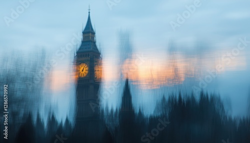 Big Ben In London Captured Using A Telephoto Lens. The Iconic Landmark Is Shown In Stunning Detail In This Photograph. photo