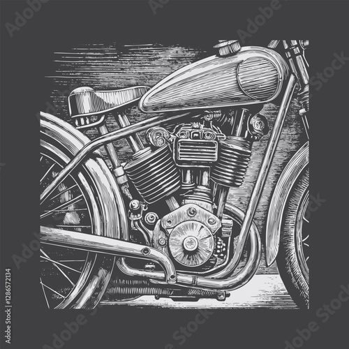 Intricately Engraved Ornate Revolver  Vintage Firearm Illustration in Grayscale