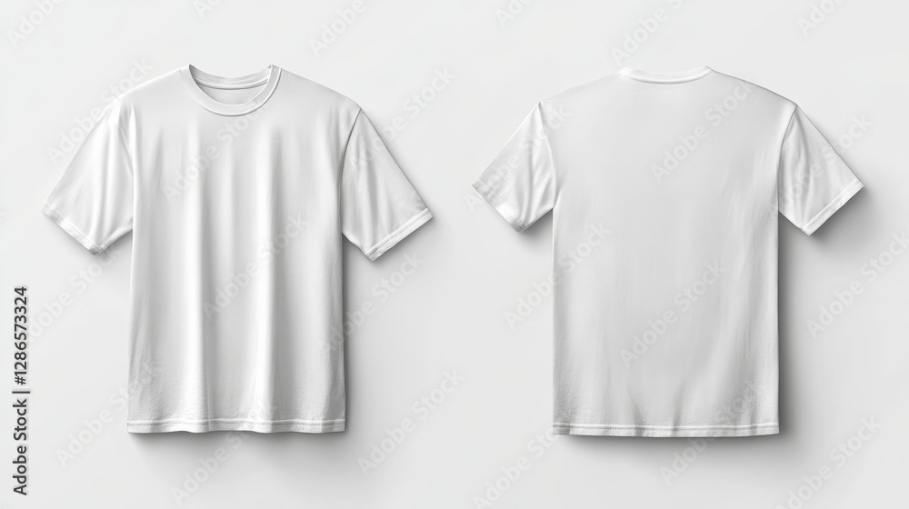White t-shirt mockup front and back template on white background White t-shirt mockup front and back template on white background