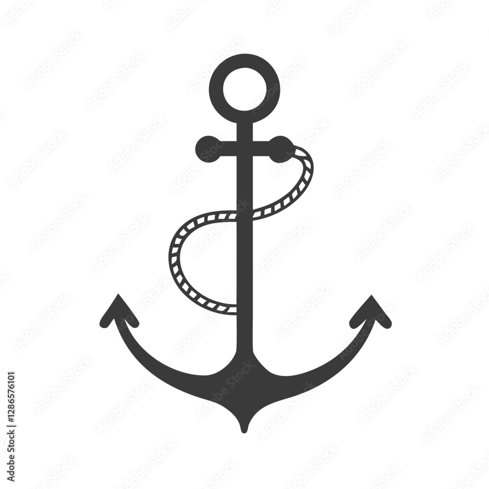 Anchor Silhouette Vector: Nautical Marine Symbol Anchor Silhouette Vector: Nautical Marine Symbol